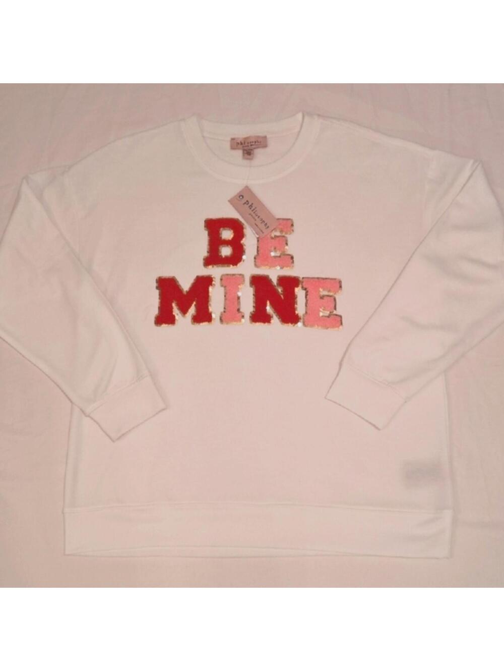 Philosophy White Red Pink 'BE MINE' Design Sweatshort Size PXL New